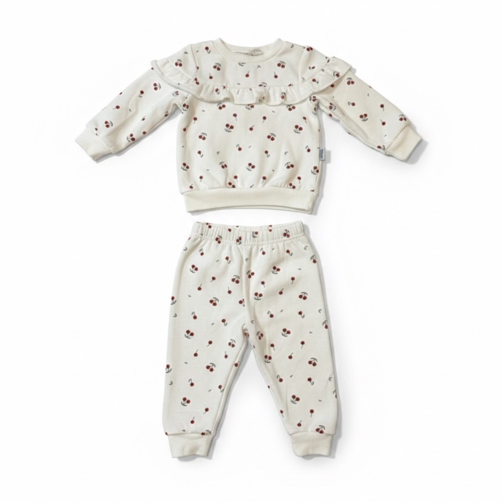 Badgley Mischka White Cherry Print Kids Outfit Set